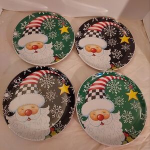 Lot of FOUR (4) Mary Engelbreit Santa Appetizer/Dessert Plates from Hobby Lobby